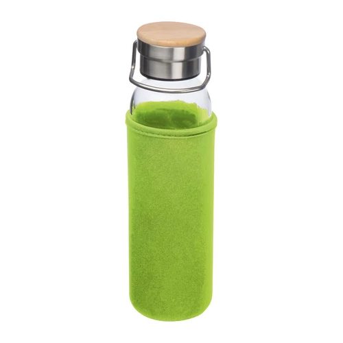 Üveg ivópalack neoprén tokban, 600 ml, világos zöld