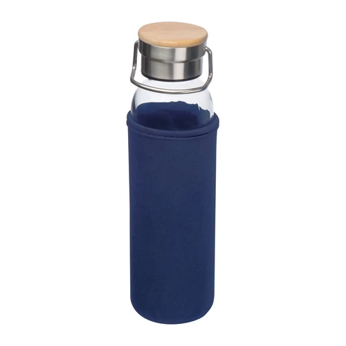 Üveg ivópalack neoprén tokban, 600 ml, sötétkék
