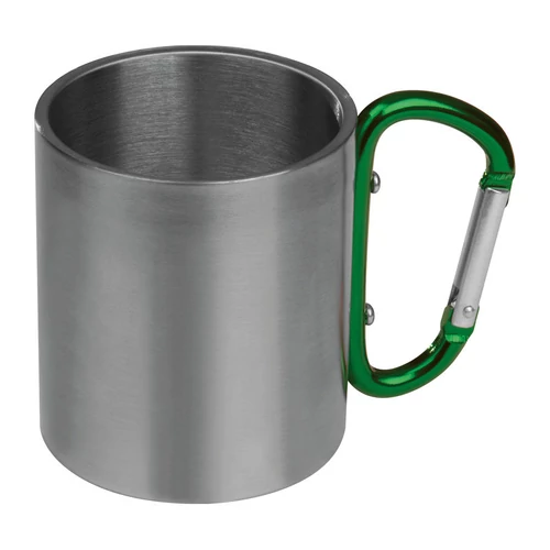 Fém bögre karabinerrel, 200 ml, zöld