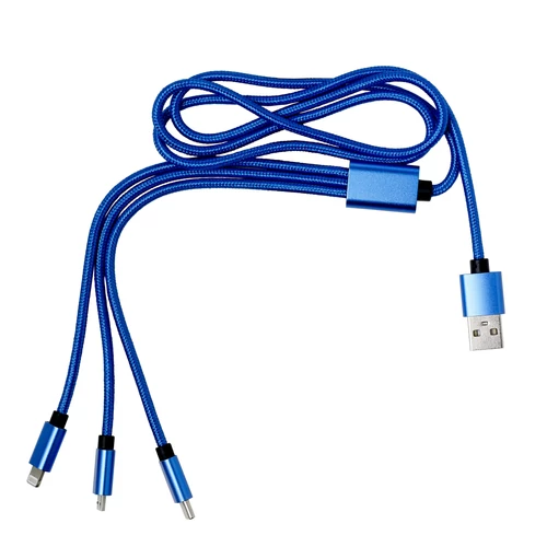Töltőkábel, nylon, kobaltkék