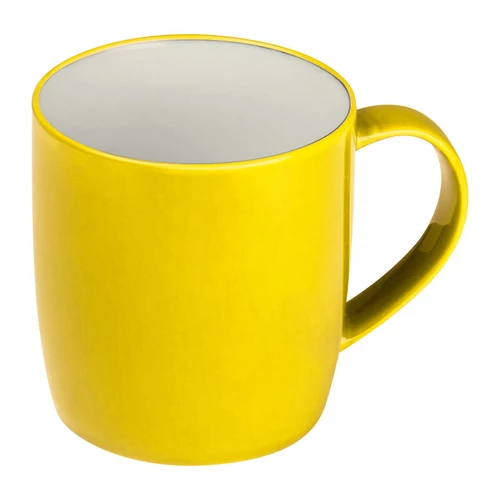 Kerámia bögre, színes külsővel, 300 ml, sárga