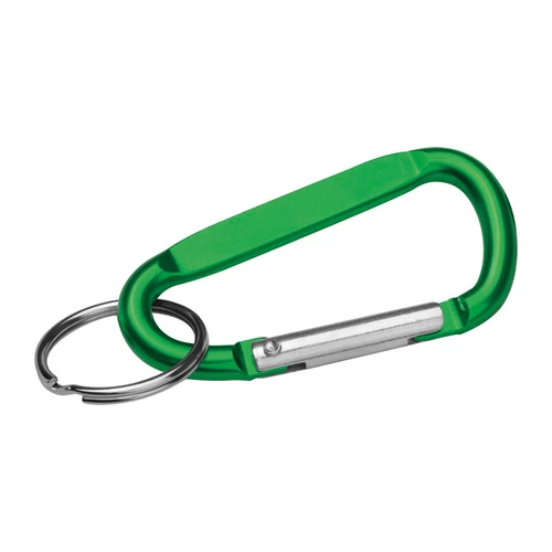 Kulcstartó karika karabinerrel, zöld