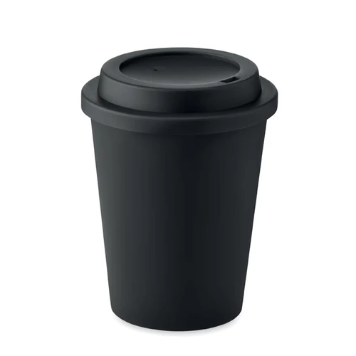 Duplafalú PP pohár 300 ml, fekete