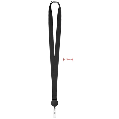 Zip lanyard Nyakpánt kihúzható tartóval, fekete