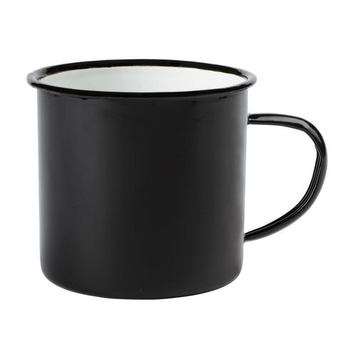RETRO CUP zománcozott bögre, fehér, fekete