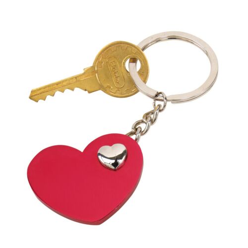 HEART-IN-HEART kulcstartó, vörös, ezüst