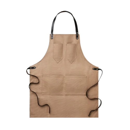 CHEF Vászon és bőr kötény, taupe