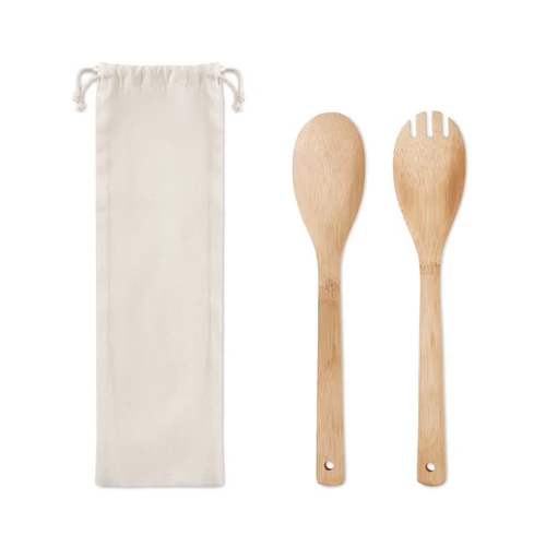 MAYEN SET Bambusz salátakiszedő szett, beige